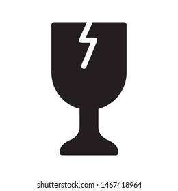 fragile glass glyph flat vector icon