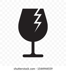Fragile glass icon, handle with care vector warning sign. Logistics delivery fragile parcel box shipping label