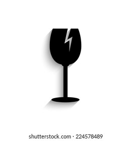 fragile glass -  logistics  vector icon with shadow