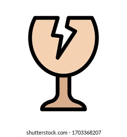 fragile glass vector flat color icon 
