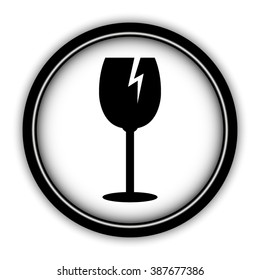 fragile glass - vector icon; round  button with shadow
