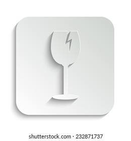 fragile glass - vector icon with shadow on a grey button