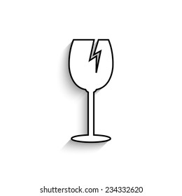 fragile glass  - vector icon with shadow