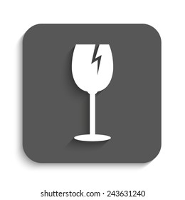 fragile glass - vector icon with shadow on a grey button