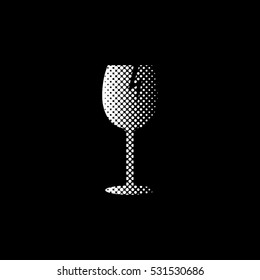 fragile glass - white vector icon ; halftone illustration