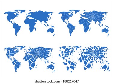 Fragile glass world. Broken. four stages