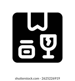 fragile glyph icon. Strong and solid vector icon for websites, mobile interfaces, presentations, and visual branding. High quality and easy to edit.