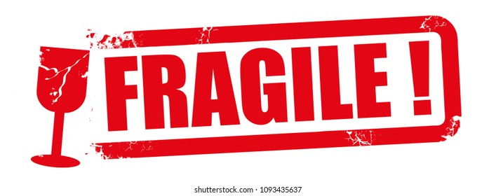 Fragile grunge red rubber stamp on white background, vector illustration