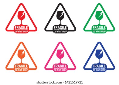 Fragile Handle with Care, Do not drop Sticker, Label or Hang-tag, Vector EPS 10.