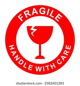 Fragile Handle with Care Icon – Minimalist Broken Glass Symbol in Outline Style. Shipping Warning Label, Package Safety Sign, Sticker, Signage, and Logistics Vector Illustration