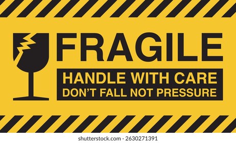 Fragile Handle With Care Label – Shipping and Cargo Warning Sticker Design Vector for Boxes and Packaging. Vector.