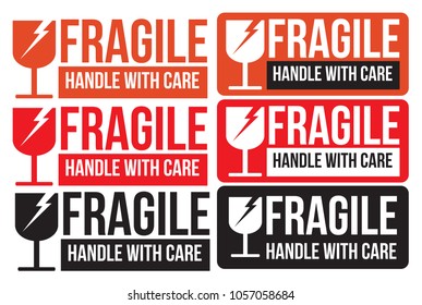 Fragile Handle Care Symbol Stciker Banner Stock Vector (Royalty Free ...