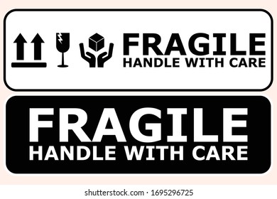 Fragile, Handle with Care or Package Label stickers set. Banner format. EPS 10 vectors.