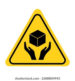 Manipulador frágil com sinal de cuidado. Design de ilustração de vetor plano isolado em fundo branco.