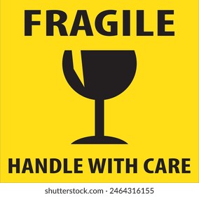 Fragile handle with care sign warning notice vector