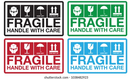 Fragile Handle Care Sticker Label Collection Vector De Stock Libre De Regalias Shutterstock