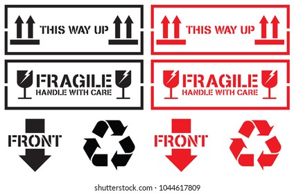 Fragile Handle with Care sticker and label collection for logistics, shipping, and delivery. Vector EPS 10 format, ideal for packaging, boxes, and safe transport. High-quality, scalable design.