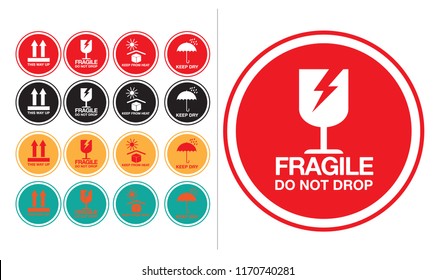 Fragile Handle Care Sticker Label Collection Vector De Stock Libre De Regalias