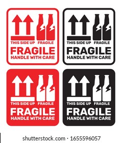 Fragile Handle with Care Sticker or label Collection. Vector EPS 10