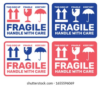 Fragile Handle Care Sticker Label Collection Stock Vector Royalty Free
