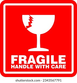 Fragile, handle with care, sticker and label vector