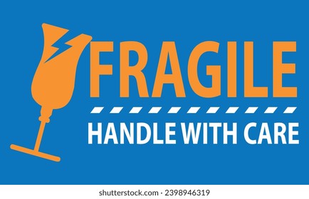 Fragile handle with care sticker, fragile label with broken glass symbol vector.