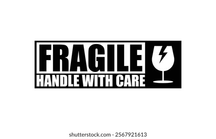 Fragile handle with care sticker label transparent png	
