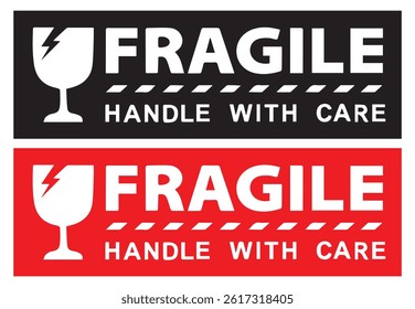 Fragile handle with care sticker and label for delivery service. Vector Illustration eps file