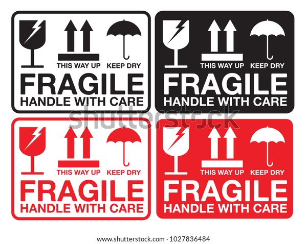 Fragile Handle with\
Care Sticker or label Collection.Labels for logistics and delivery\
shipping.  Vector EPS\
10