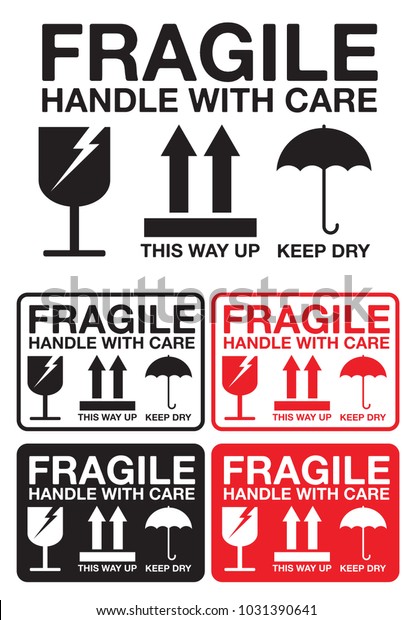 Fragile Handle With Care Sticker Or Label Collection Vector Eps 10