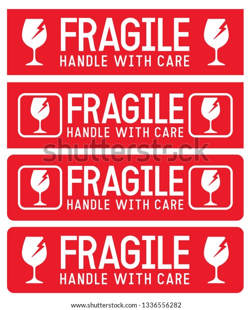 Fragile Handle Care Sticker Label Template Vector De Stock Libre De Regalias Shutterstock