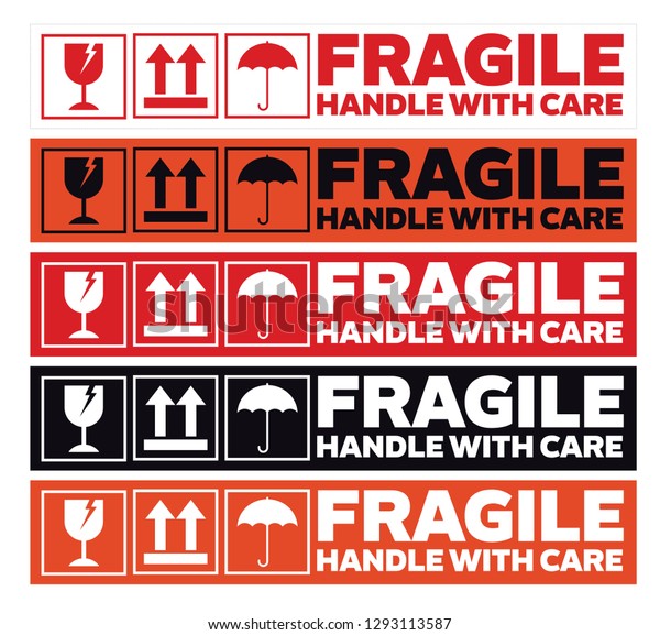 Fragile Handle Care Sticker Packaging Vector Stock Vector Royalty Free