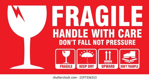 Fragile Handle Care Sticker Poster Delivery Stock Vector (Royalty Free ...