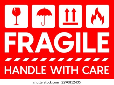 Fragile handle with care sticker and poster for delivery service. Vector 10 eps.