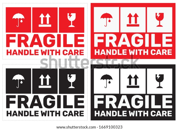 Fragile\
Handle with Care Sticker Template, Vector\
EPS