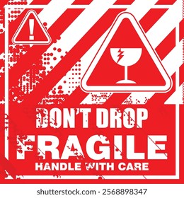  Fragile, handle with care, sticker vector
