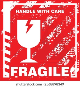  Fragile, handle with care, sticker vector
