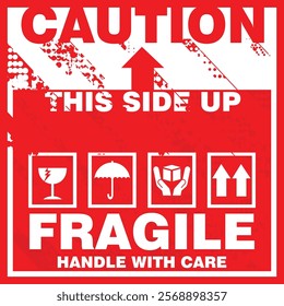  Fragile, handle with care, sticker vector
