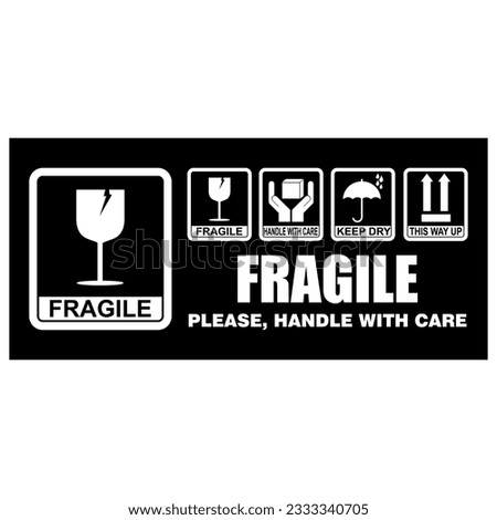 Fragile, handle with care, sticker vector