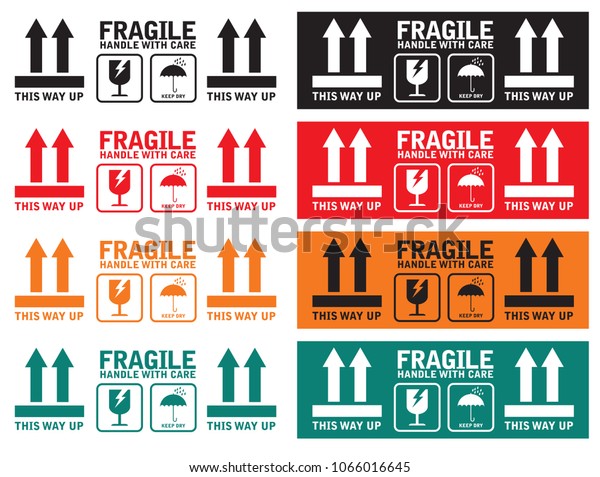 Fragile Handle Care Symbols Sticker Collection Stock Vector Royalty Free