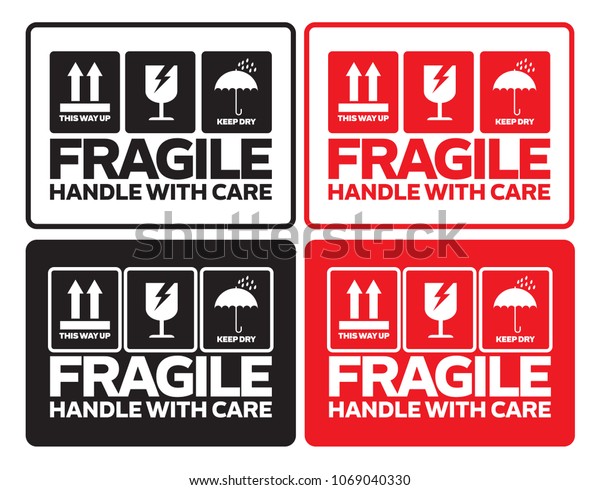 Fragile Handle Care Symbols Sticker Collection Stock Vector Royalty Free