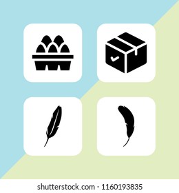 fragile icon. 4 fragile set with box, feather and egg vector icons for web and mobile app