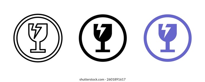 Fragile icon. Broken glass warning vector illustration. Caution label for shipping and packaging. Safety sign for handling delicate or breakable items.