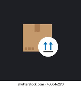 Fragile icon. cardboard with up arrows icon