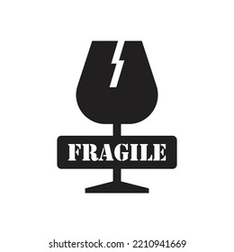 Fragile icon design. Fragile package icon, handle with care logistics and delivery shipping labels. Fragile box, cargo warning 