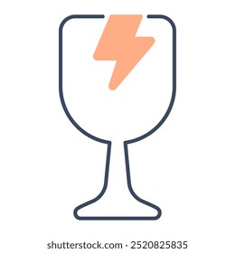 Fragile icon. Fragile, Glass, Breakable, Warning, Glass, Packages, Caution, Broken, Shipping. Vector icon illustration