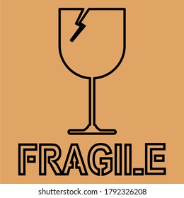 fragile icon or fragile item, with an outline style. illustration of glass cups or breakable items. symbols on the packing.