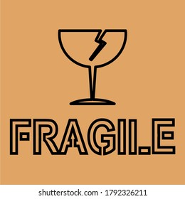 fragile icon or fragile item, with an outline style. illustration of glass cups or breakable items. symbols on the packing.