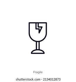 Fragile icon. Outline style icon design isolated on white background