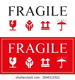 Fragile icon packaging shipping handle white care vector